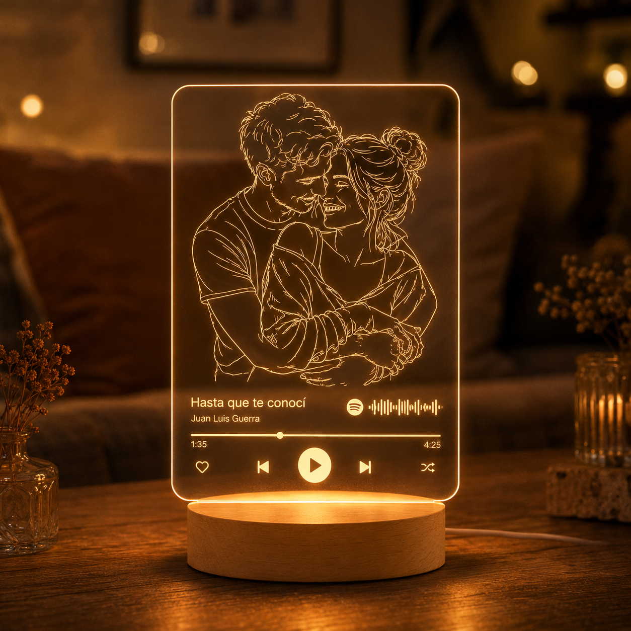 Lámpara Foto Personalizada Estilo Spotify