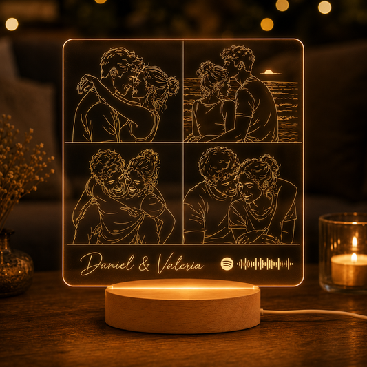 Lámpara 4 Fotos de Parejas con Spotify
