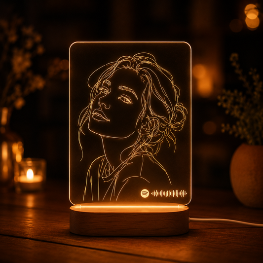 Placa Acrílica a Líneas con Foto y Spotify