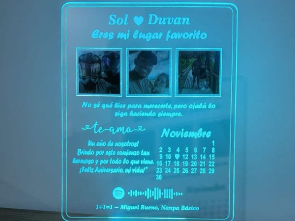 Lámpara Aniversario – Lámpara LED personalizada One Songs